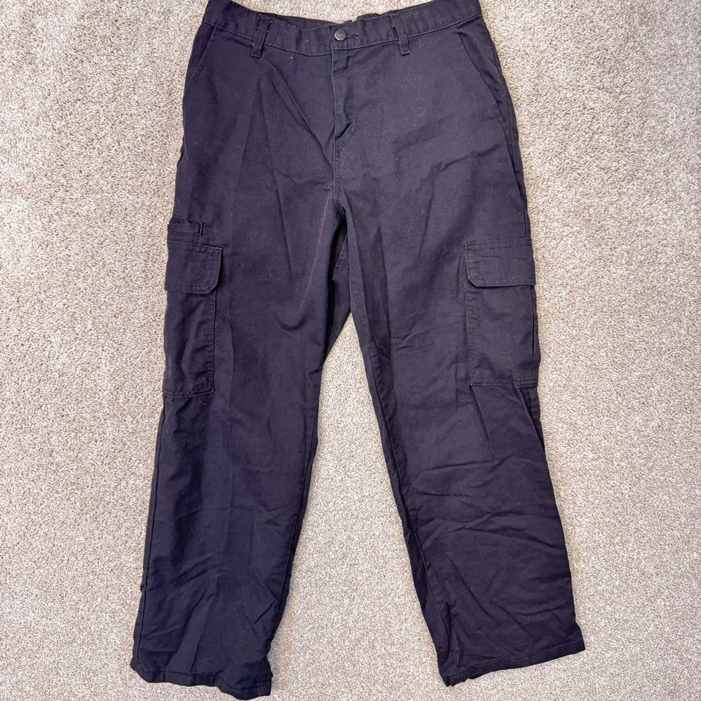 Genuine Dickies Cargo Pants Mens 31x27 Black Straight Leg Utility EUC